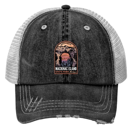 Mackinac Island Print Trucker Hats