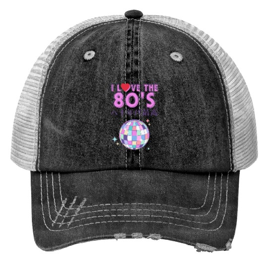 80s Retro Disco Ball Print Trucker Hats