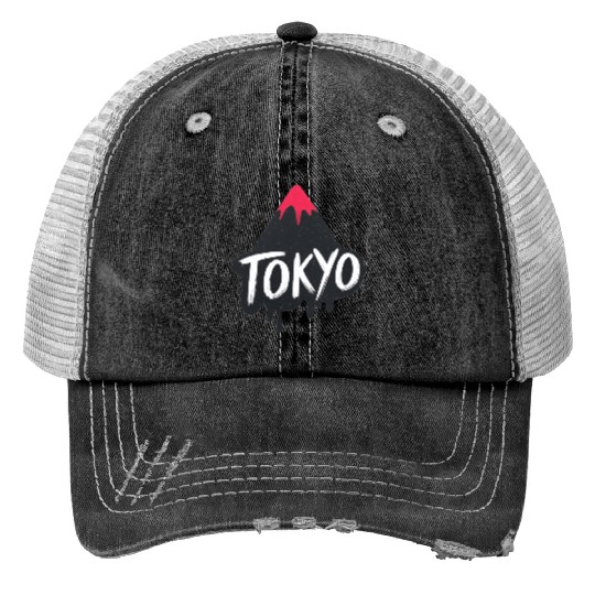 Tokyo Text Design Print Trucker Hats