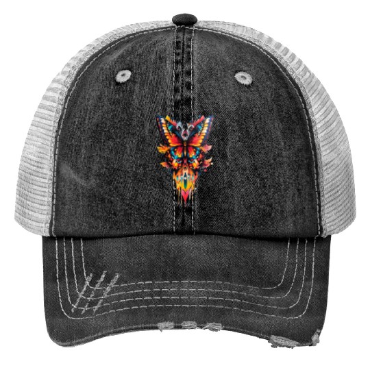 Fire Drip Butterfly – Psychedelic Tattoo Print Trucker Hats
