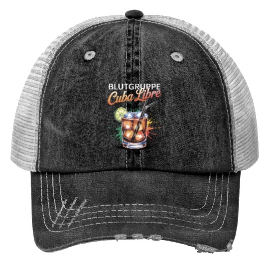 Blutgruppe Cuba Libre Cocktail Bartender Print Trucker Hats