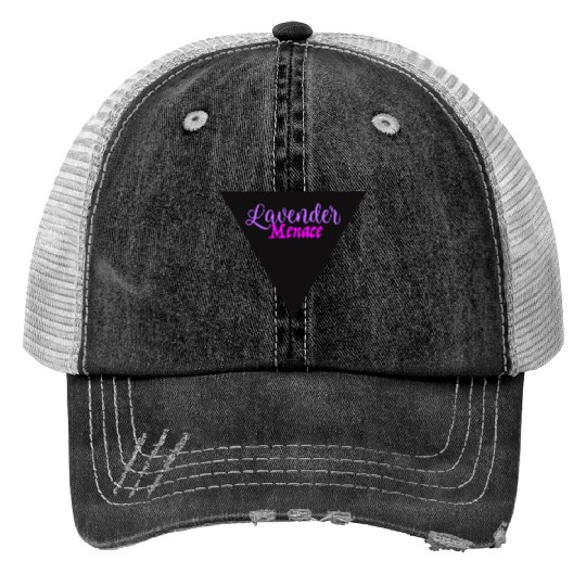 Lavender Menace Black Triangle Print Trucker Hats