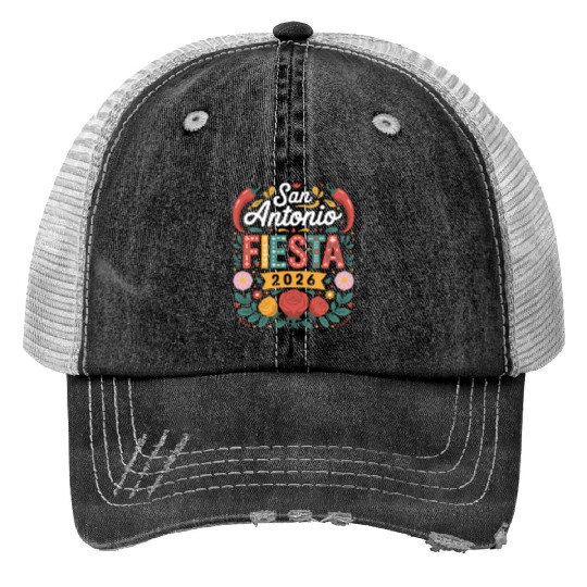 San Antonio 2026 Fiesta Cinco De Mayo Texas Print Trucker Hats