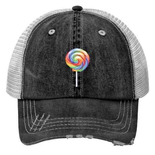 Lollipop Rainbow Sucker Candy Costume Halloween Print Trucker Hats