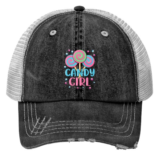Cute Lollipop Candy Girl Design 01 Print Trucker Hats