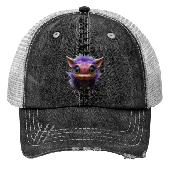 Cutie Creature - Purple Print Trucker Hats