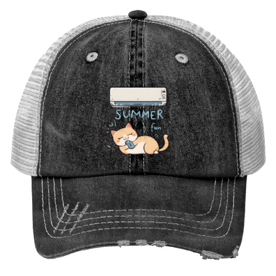 Funny Cat Print Trucker Hats | Retro Cat Meme Print Trucker Hats
