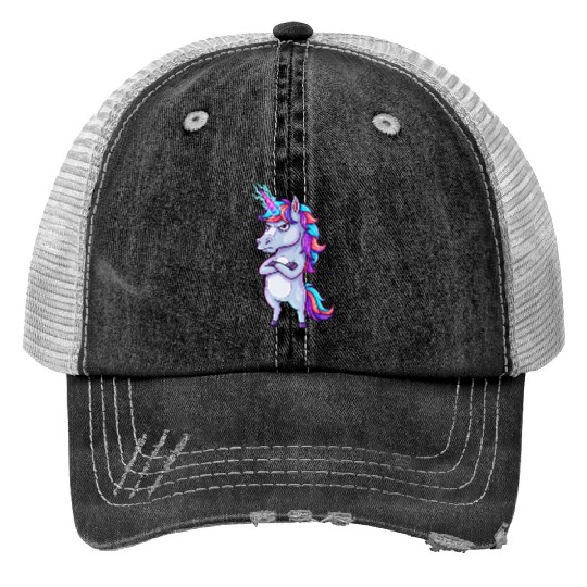 Grumpy Unicorn: Sparkle & Sarcasm! Print Trucker Hats