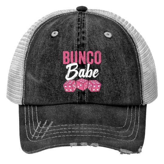 Fun Bunco Present Game Night Bunco Babe Print Trucker Hats