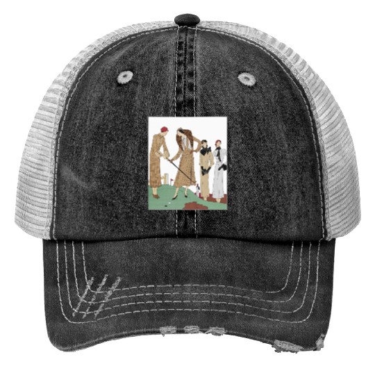 Vintage Golf Club Fashion Illustration Print Trucker Hats