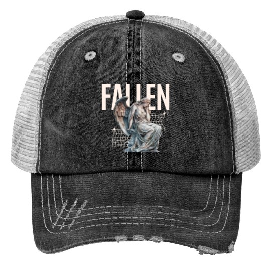 Reflective Angel Sculpture Design Print Trucker Hats