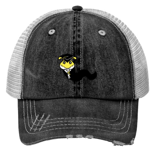 Caterpillar school graduation passed College proud Print Trucker Hats