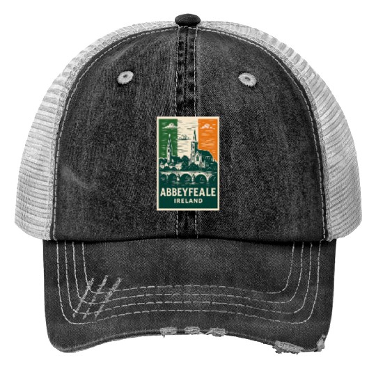 Abbeyfale Ireland Church Skyline Print Trucker Hats