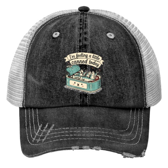 Whimsical Canned Fish Humor Design Print Trucker Hats