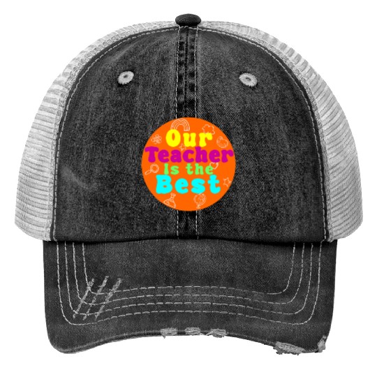 Colorful Teacher Appreciation Circular Print Trucker Hats