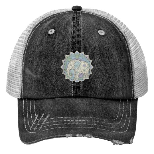Elephant Mandala Mindfulness Design Print Trucker Hats