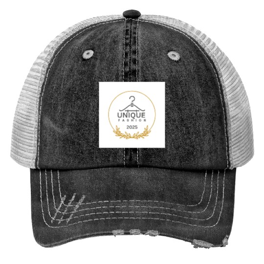 Black And Gold Minimalist Fashion Logo Print Trucker Hats