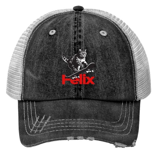 Cool Cat Skateboard with cute Boy Name FELIX Print Trucker Hats