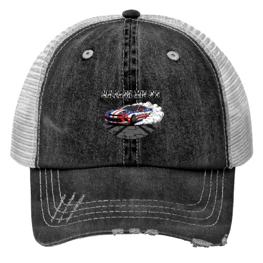 Patriotic American Muscle Car Print Trucker Hats