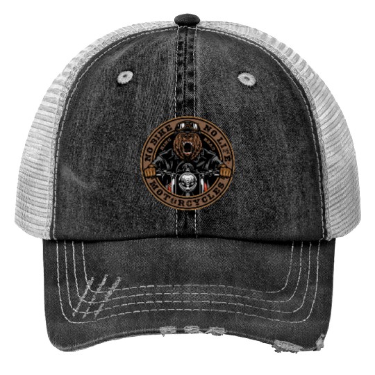 Roaring Bear Motorcycle Bike Life Print Trucker Hats