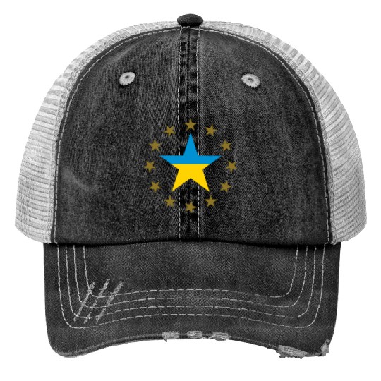 Ukraine & Stars Print Trucker Hats