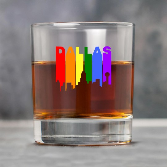 Dallas Texas Gay Pride Rainbow Skyline Rock Glasses