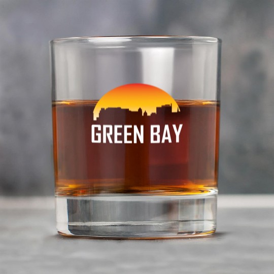Green Bay Wisconsin Sunset Skyline Rock Glasses