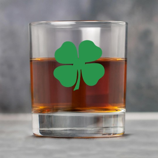Green 4 Leaf Clover Solid Rock Glasses