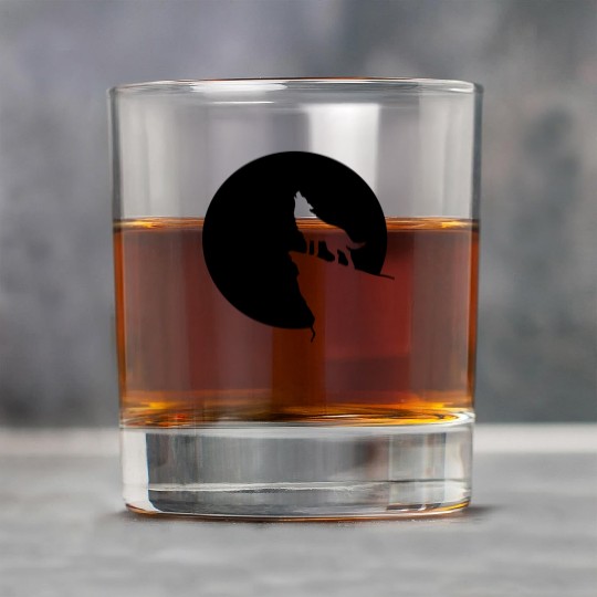 Howling wolf full moon space galaxy gift dog trend Rock Glasses