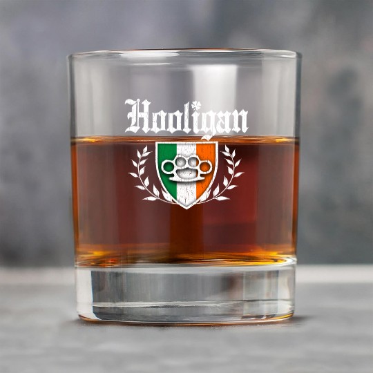 Irish Hooligan Crest vintage distressed look Rock Glasses