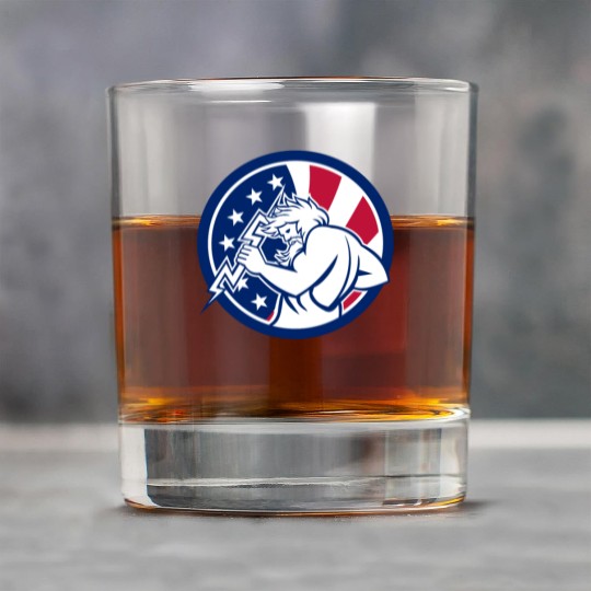 Zeus With Thunderbolt USA Flag Icon Rock Glasses