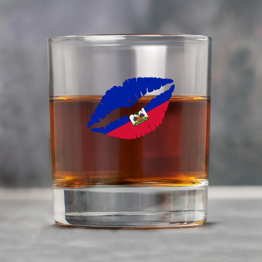 Haiti Kiss Flag Club Soccer Gift Idea Birthday Rock Glasses