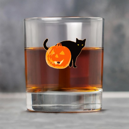 Halloween Black Cat Jack o Lantern Pumpkin Funny Rock Glasses