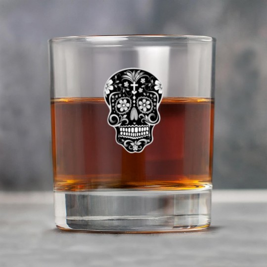 Day Of The Dead Sugar Skull Black Rock Glasses