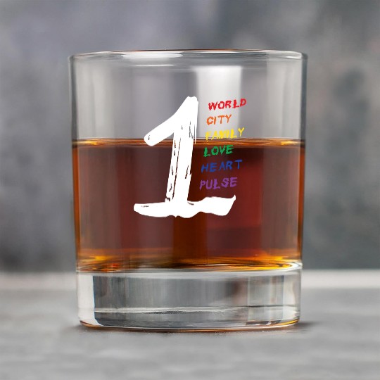 1 World CITY FAMILY LOVE HEART PULSE Rock Glasses