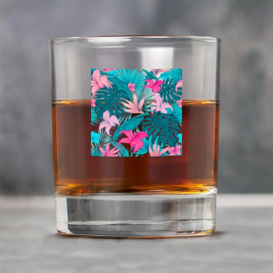 Elegant Tropical Floral Background Rock Glasses