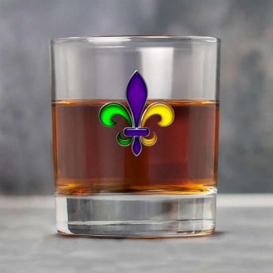 Fleur De Lis Mardi Gras Glossy Lily Rock Glasses