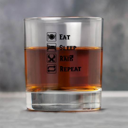 Eat sleep raid repeat world of warcraft present Rock Glasses