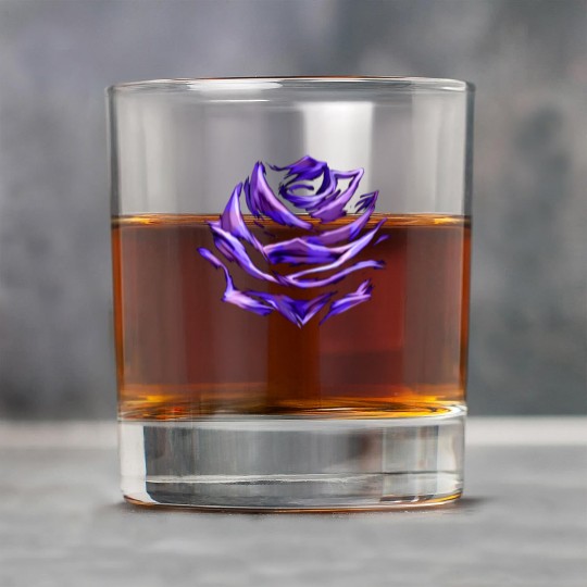 Purple Blue Rose Abstract Art Flower Colorful Rock Glasses