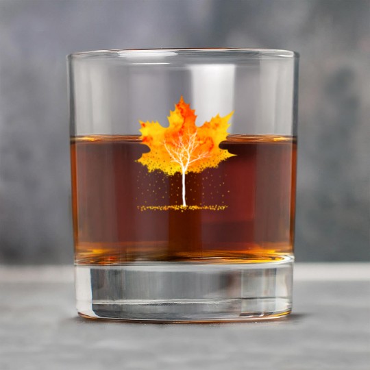 Maple Leaf Autumn Orange Fall Leaves Rock Glasses