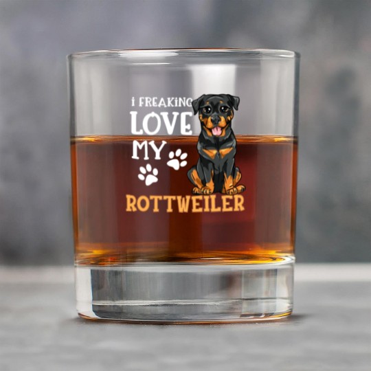 I Freaking Love My Rottweiler Dog Dogs Rotti Gift Rock Glasses