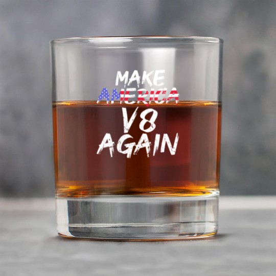 Make America V8 Again Muscle Car Drag Racing Trump Rock Glasses