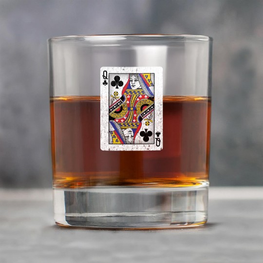 queen of clubs playing card Rock Glasses