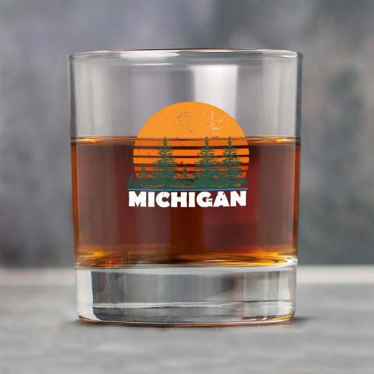 Michigan Vintage Retro Sunset Mi State Gift Rock Glasses Gi