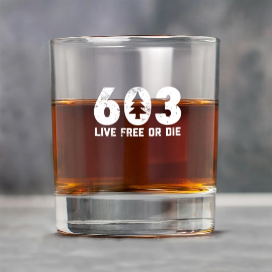Live Free or Die 603 tree New Hampshire Rock Glasses