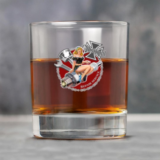 Old school repair service pinup Rock Glasses