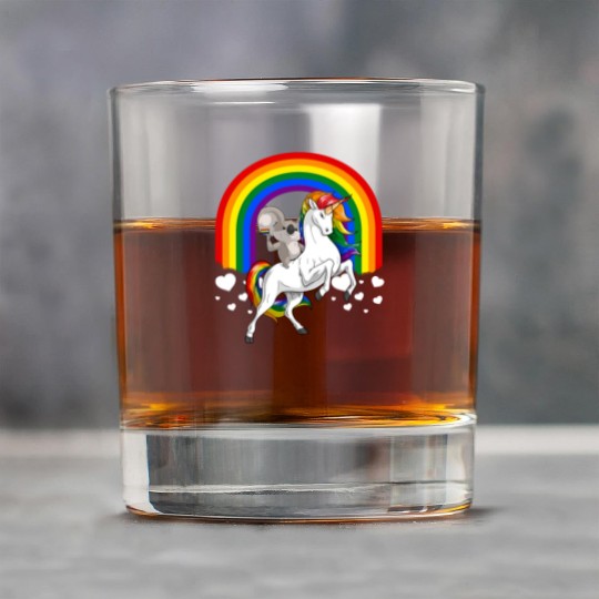LGBT Koala Bear Riding Unicorn Gay Pride Rainbow Rock Glasses