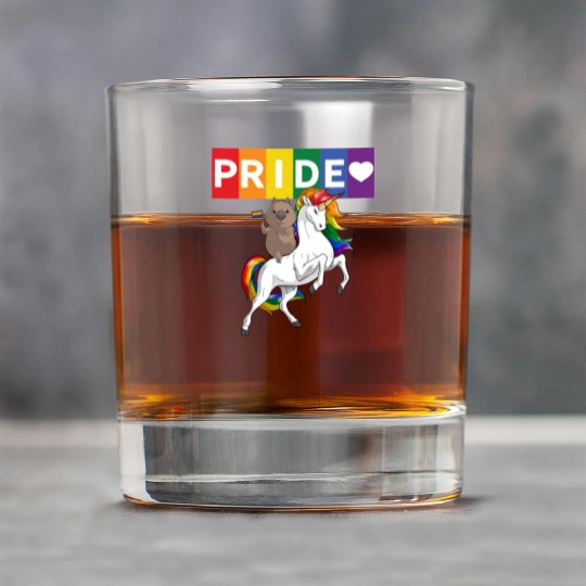 LGBT Gay Pride Wombat Riding Rainbow Unicorn Rock Glasses