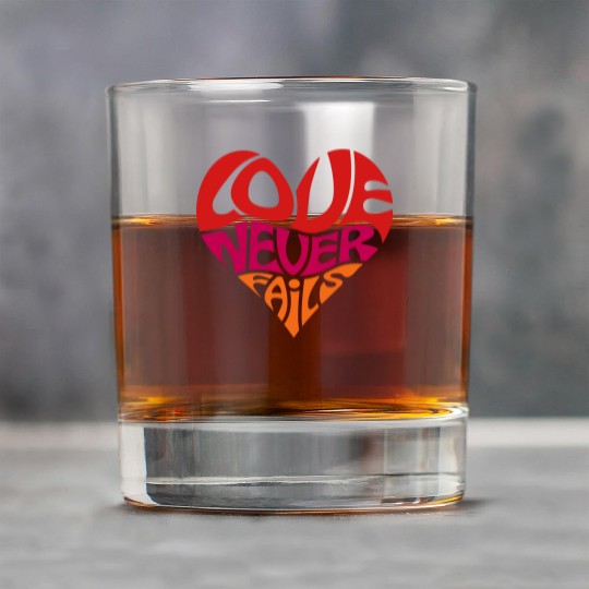 Love Never Fails, Heart, Christian, Bible Verse Rock Glasses