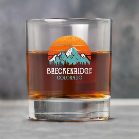 Vintage Breckenridge Rock Glasses Retro Sun Mountains